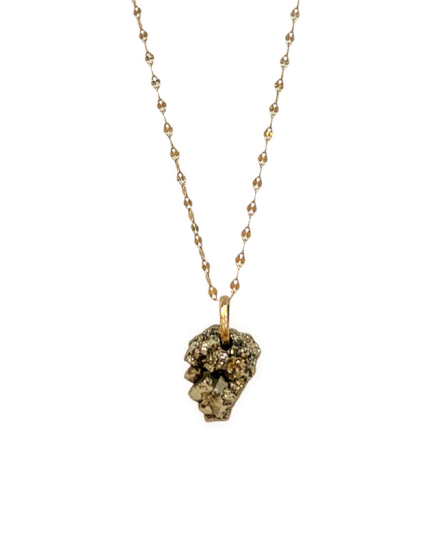 Raw Pyrite 14K Solid Gold Necklace
